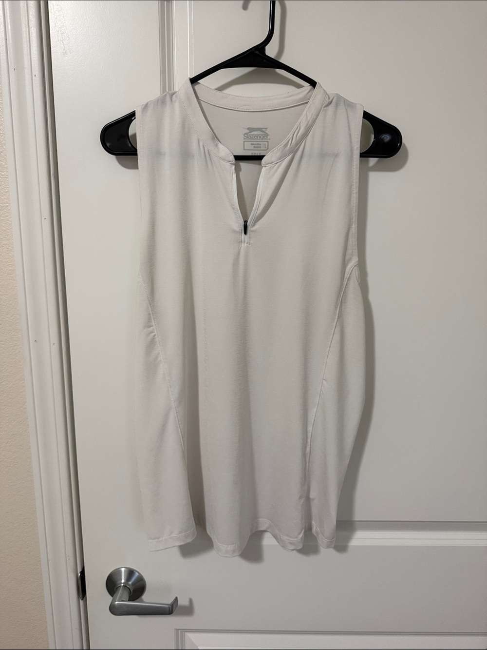 White Sleeveless Zip-Notch Performance Top